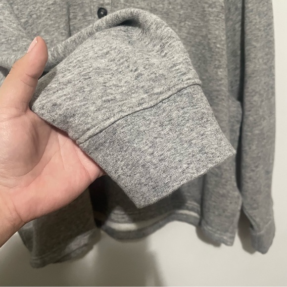 MADEWELL MWL Heathered Grey Cropped Henley Raglan Sweatshirt L - Picture 4 of 7